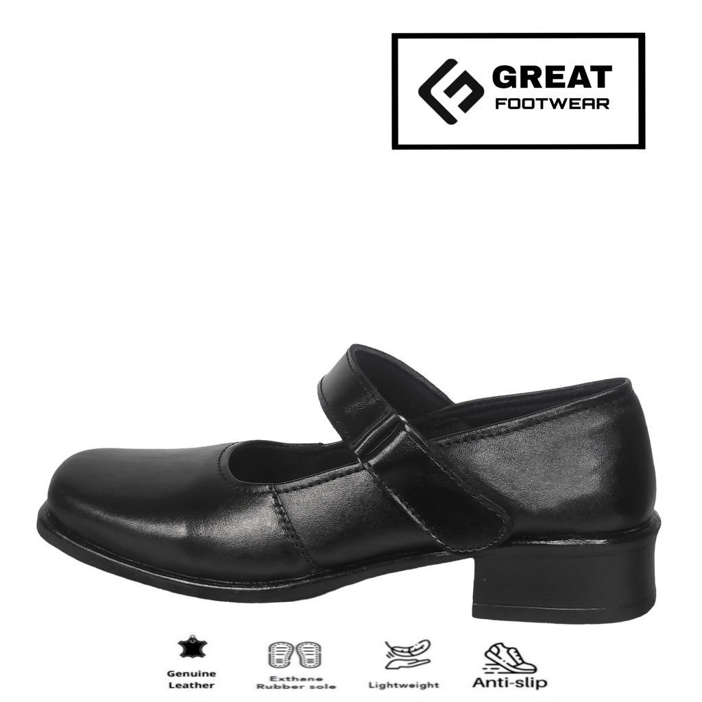 Sepatu Paskibra Wanita Kulit Asli Sepatu Pantofel Wanita Casual Formal Kulit Hitam Kerja Kantor Sekolah Termurah Great Footwear P673