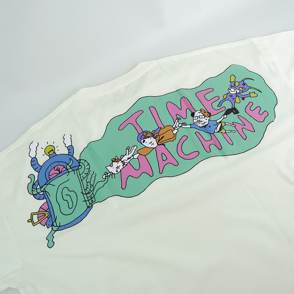 PEANUT STAIN - Time Machine Ivory Wide Shoulder Oversized Tshirt
