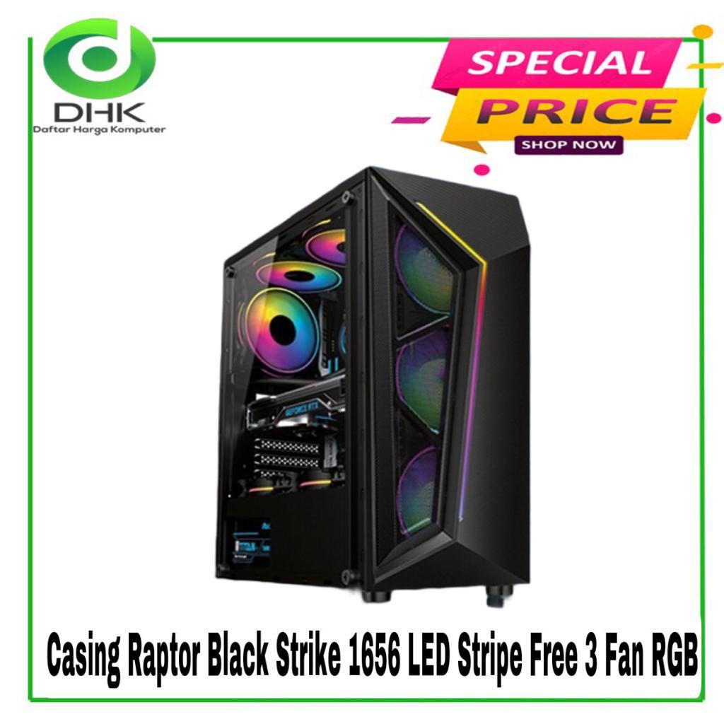 Casing Raptor Black Strike 1656 LED Stripe + 3 Fan RGB