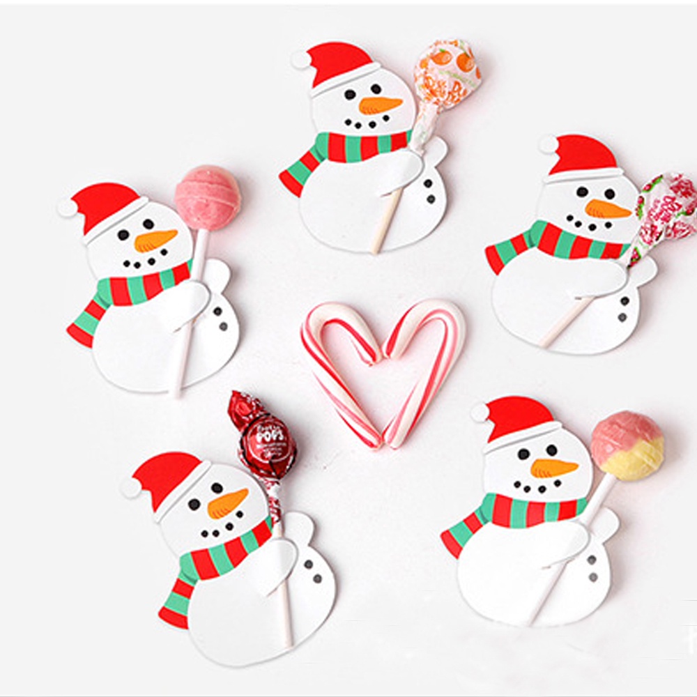 25pcs / Set Kartu Display Permen / Kue / snack Desain Penguin / Snowman / Santa Claus Untuk Dekorasi Natal