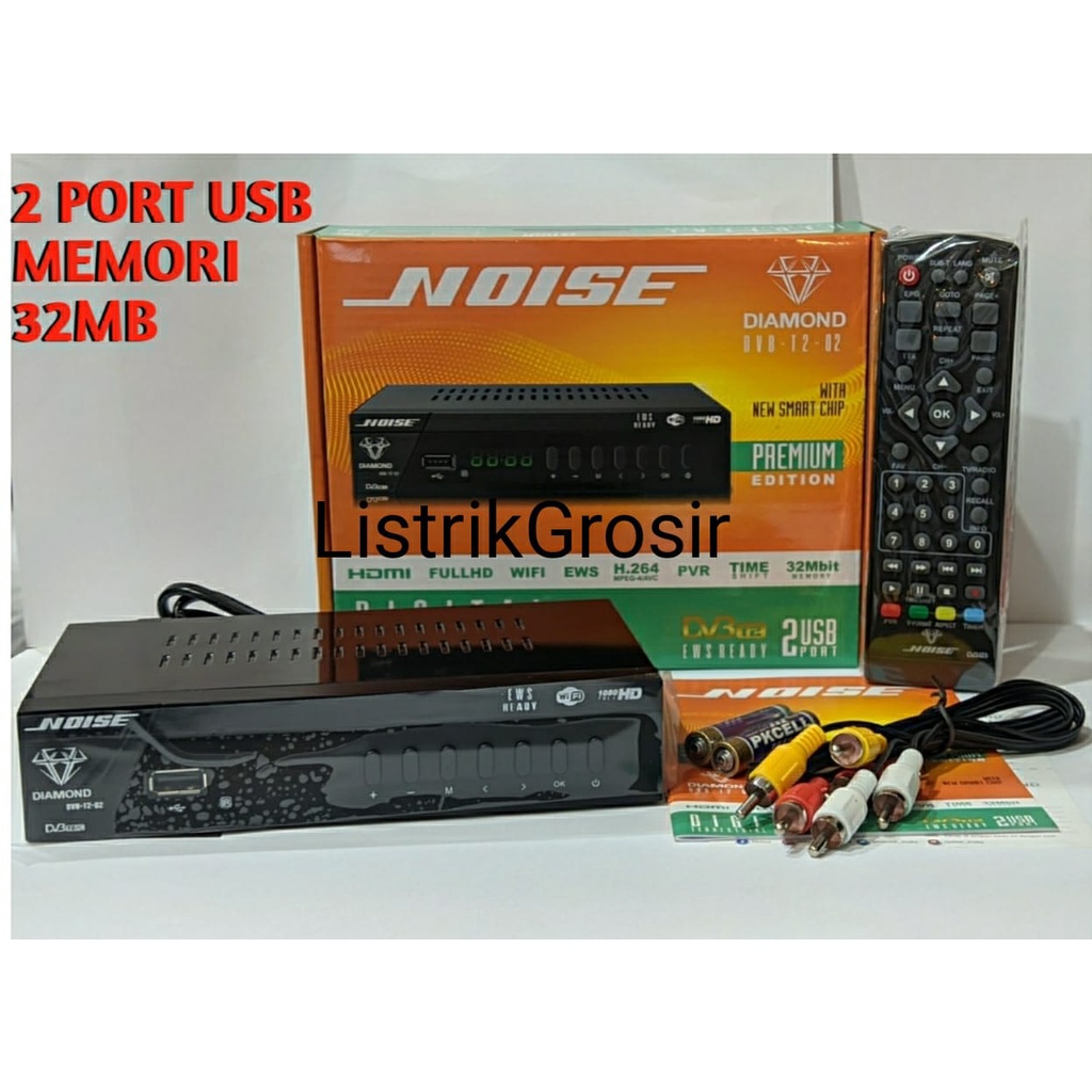NOISE STB SET TOP BOX TV DIGITAL T2-02 NOIS DIAMOND DVB T2-01 SETBOX MEMORY 32MB EWS SYSTEM TERESIAL RECEIVER FULL HD BODY BESI SUDAH SNI HASIL SIARAN CLING BENING SINYAL LEBIH PEKA Memori 8Mb 1080p IPTV Wifi BOOSTER ANTENA UHF TERMURAH KUALITAS MANTAP