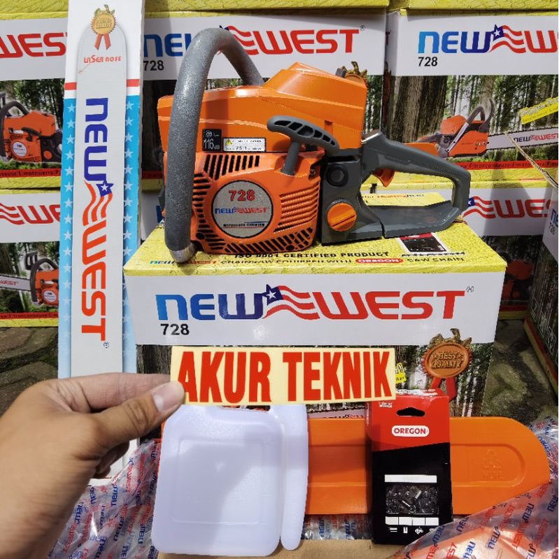 gergaji mesin senso chainsaw NEW WEST 728 bar 26 inch NEW WEST ASLI