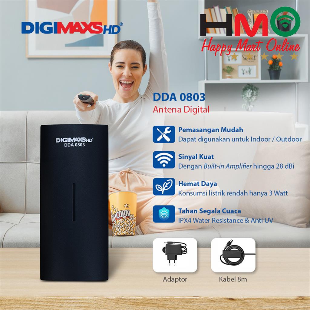 Terbaik Digimax Antena Tv Digital Indoor Outdoor Booster + Kabel 8 Meter Digimax 0803