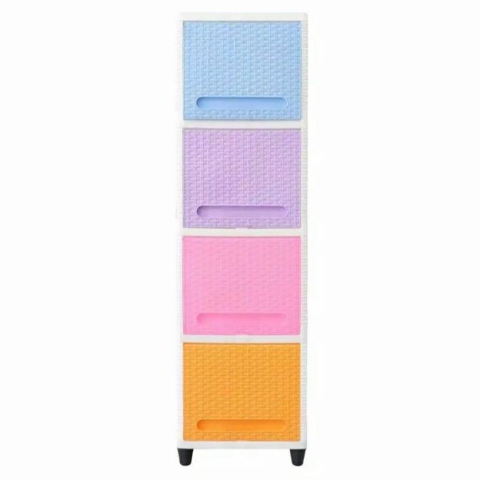 

Lemari Plastik Club Flip 4 susun Premium Rotan Minimalis stock ready