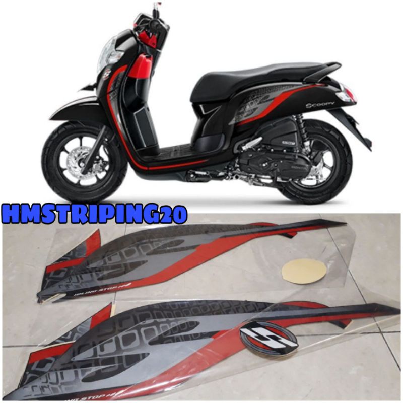 STIKER STRIPONG LIS BODY HONDA SCOOPY SPORTY TAHUN 2019 ORIGINAL