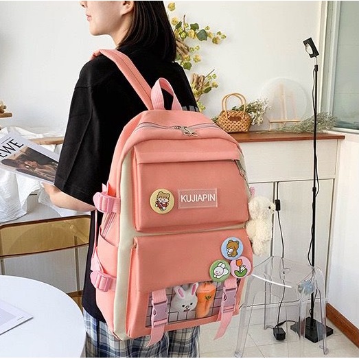 MV_Marvelouz MV806789 Tas RANSEL Canvas 4IN1 Wanita Kekinian Free Gantungan terbaru 1kg bisa 1 tas supplier tas import  EL 6789