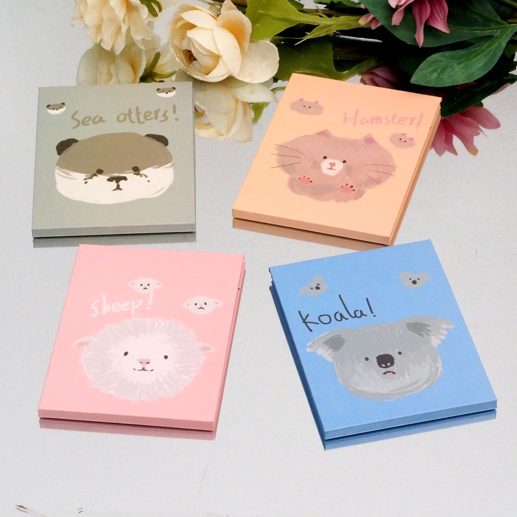 Cermin Buku Lipat Motif Face Animal Lucu Cermin Kotak Kaca Rias Make Up Portable