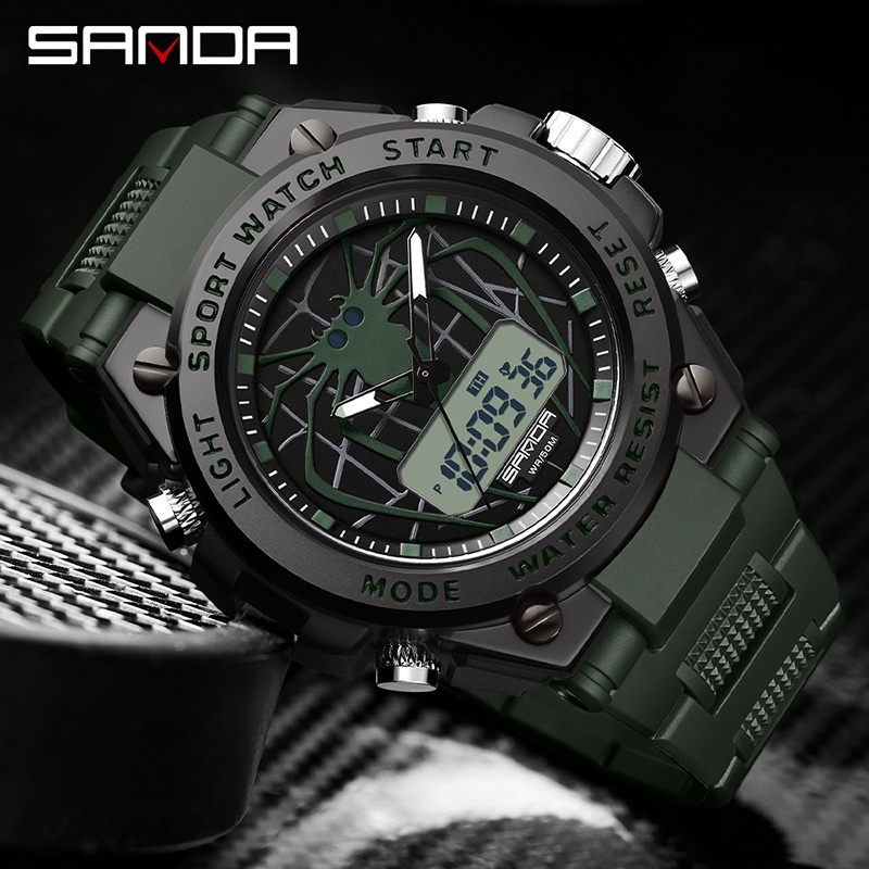 SANDA 3159 Jam Tangan Pria Digital Analog Tali Rubber Chronograph Anti Air WATCHKITE WKOS