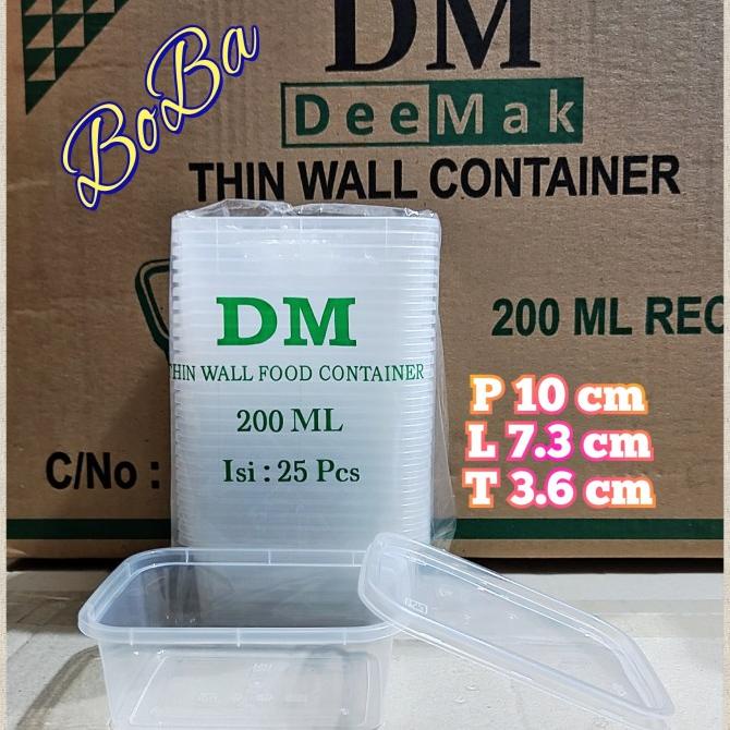 1 Dus Thinwall DM 200ML Container kotak Persegi