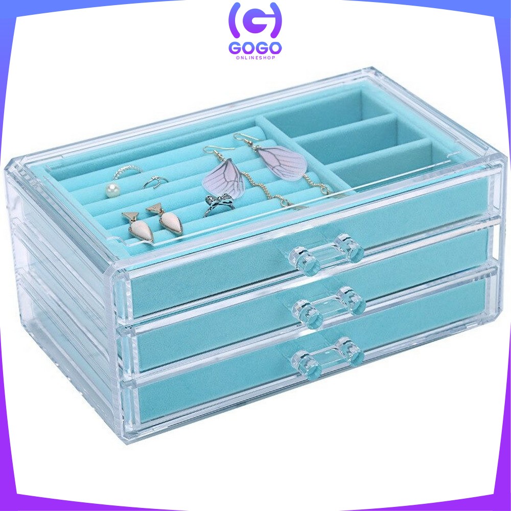 GOGO-K21 Rak Perhiasan 3 Laci Jewelry Box Organizer Rak Penyimpanan Kalung / Cincin / Gelang