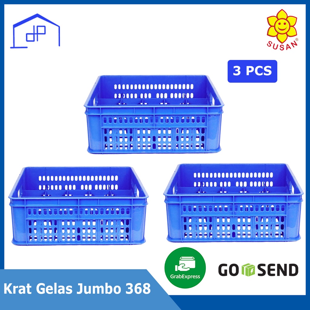 (3PCS) - Krat Gelas Jumbo 368 / Keranjang Industri / Keranjang Krat Serbaguna - SUSAN