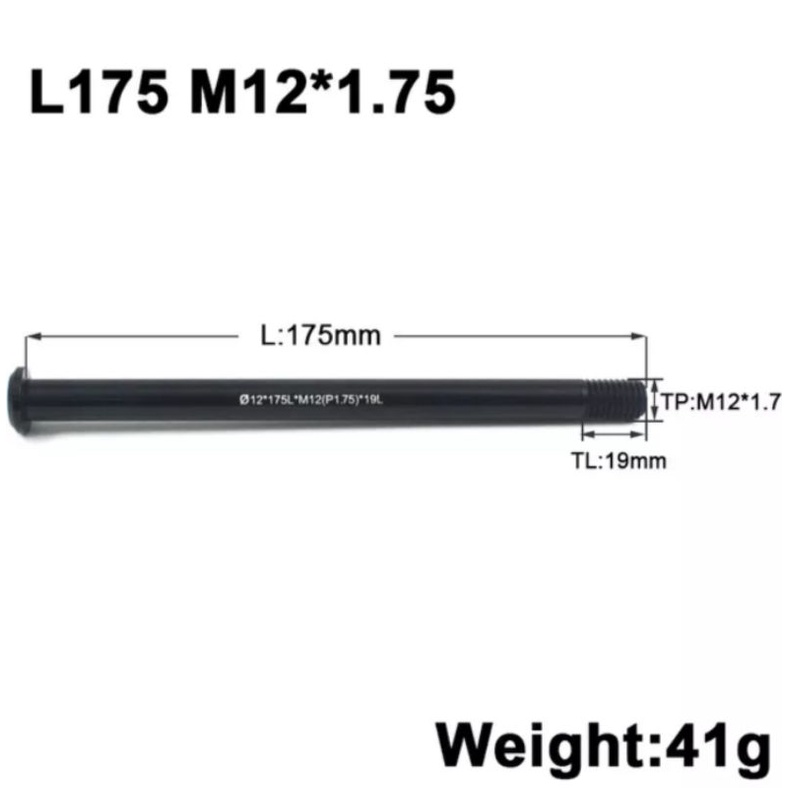 AS TA Sepeda 12x175 Drat Kasar P1.75 AS Thru Axle Belakang Sepeda