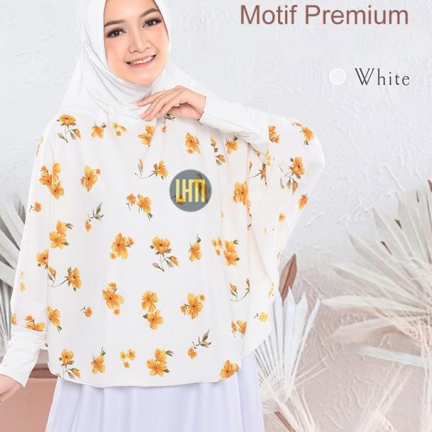 Kerudung Lengan Panjang Jumbo Terbaru Bergo Motif Bunga Daisy Original - Pink