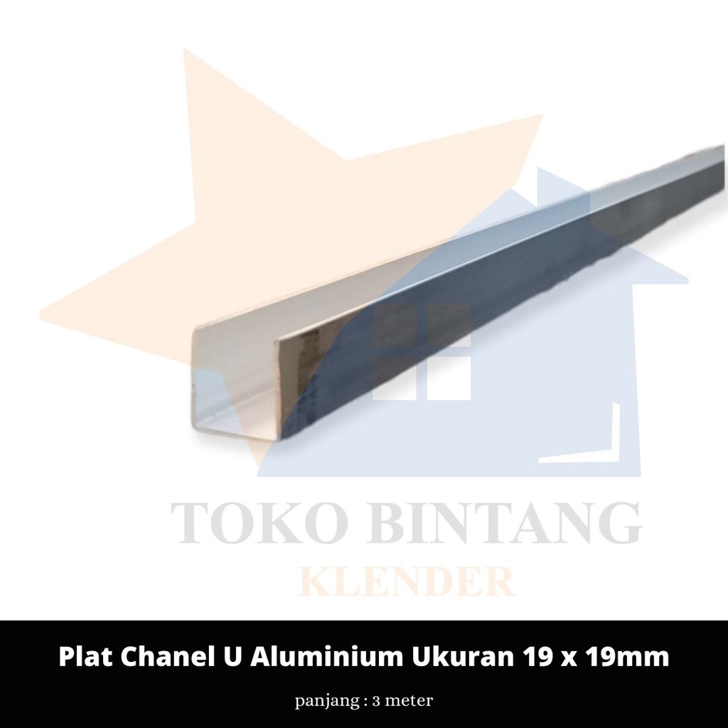 Plat Chanel U Alumunium Ukuran 19 x 19mm