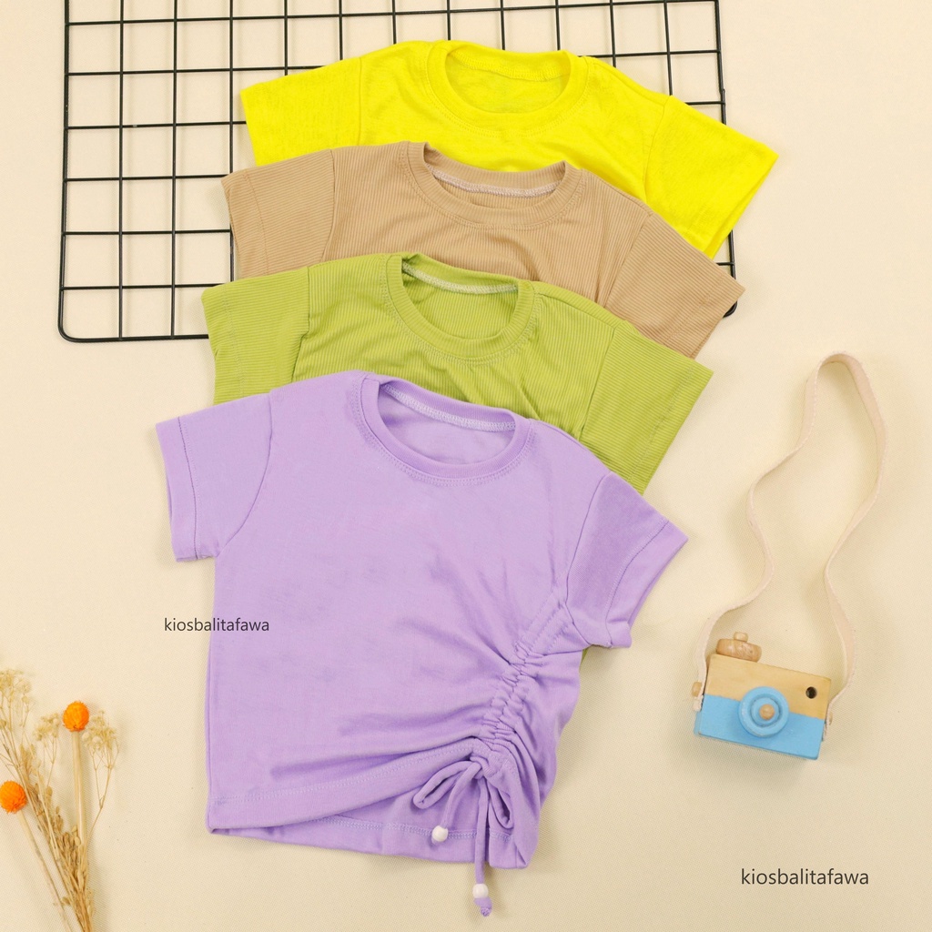 Lalisa Crop Top 2-5 Years / Kaos Knit Anak Perempuan Polos Baju Serut Anak Perempuan Blouse Atasan Bahan Cotton Rib Tebal Stretch Balita 2-5 Tahu Babycinnamon