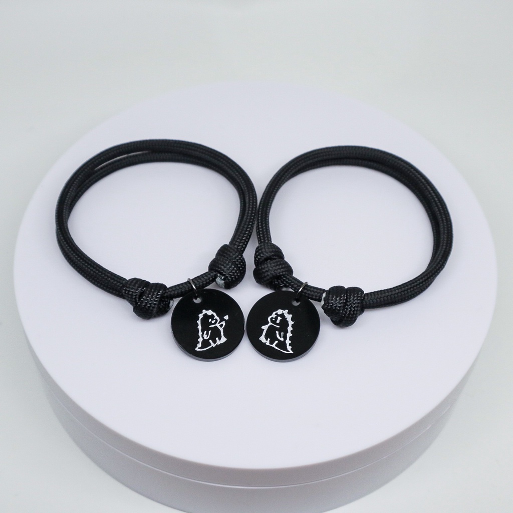 Gelang Couple Dino Pasangan Tali Paracord 550lbs 4mm 7 Strands Aesthetic Pria Wanita Hitam Polos Premium