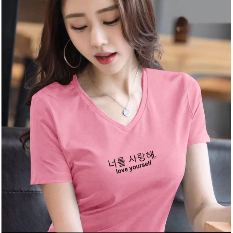 BAJU KAOS V NECK ATASAN WANITA/KAOS ATASAN WANITA/KAOS SPANDEK LEMBUT