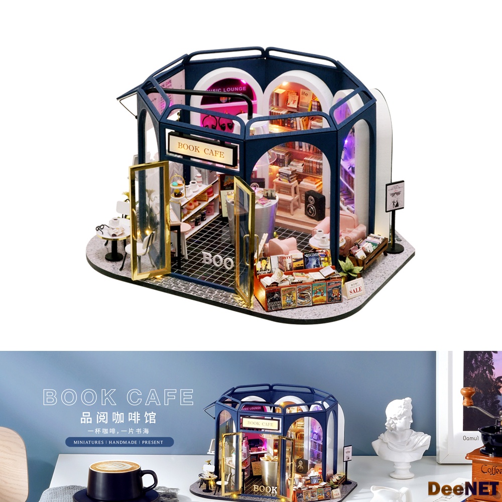 Cute room - DIY Book Cafe - GD-002 - Book & Coffee Miniature House Transparent Book Store