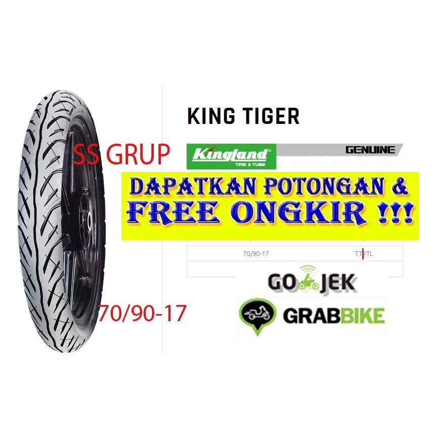 BAN LUAR TUBELESS 70/90-17 KINGLAND BAN TUBLES 70/90-17 KINGLEN