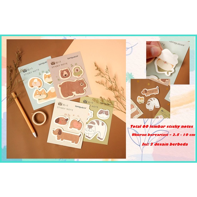 

60 Lembar Sticky Note Sticky Notes Sticky Notes Aesthetic Sticky Notes Lucu Kertas Memo Animal Forest Cute Pet Mini Sticky Notes Set