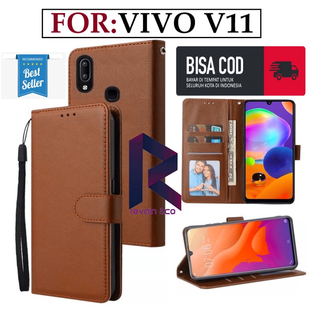 CASE VIVO V11 FLIP WALLET LEATHER KULIT PREMIUM SARUNG BUKA TUTUP KESING HP FLIP CASE VIVO V11