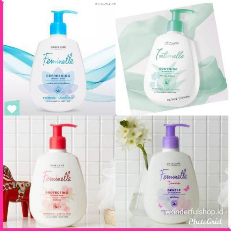 Feminelle Protecting Intimate Wash Cranberry/Blackcurrant &amp; Lotus Flower/Aloe Vera &amp; Mallow/Teens Gentle Wild Pansy/Cleansing Cream Calendula