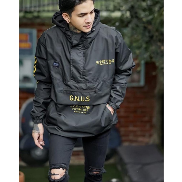 JAKET pria cougle kantong doraemon hitam GNUS anti air - L