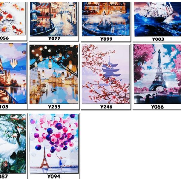 

METH 50X40CM PAINT BY NUMBER PAINTING BY NUMBERS DIY LUKISAN ACRILY - Y094, TANPA FRAME