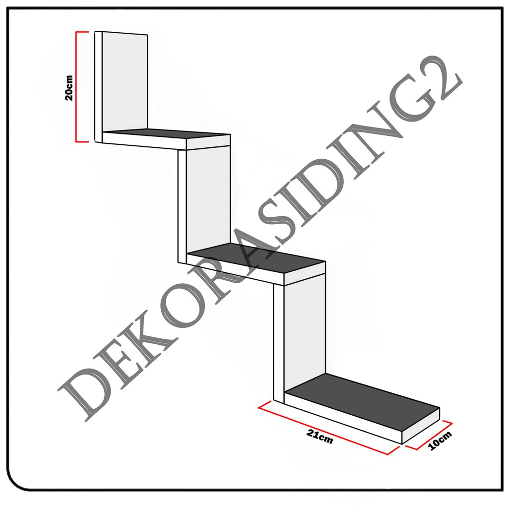 rak ambalan dinding minimalis zig zag - AD07 / hiasan dekorasi dinding / rak buku gantung self float