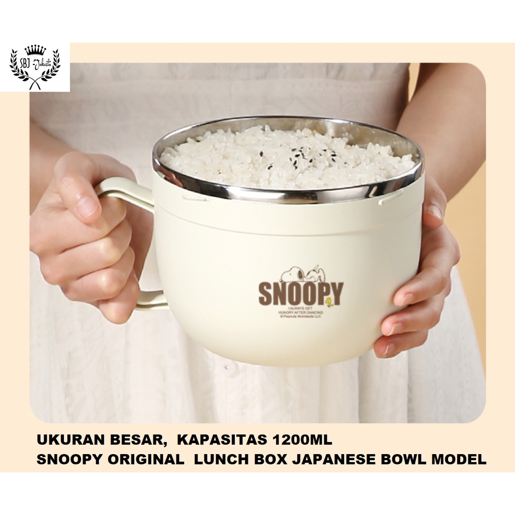 Kotak Makan Lunch Bowl Snoopy Original Ramen Rice Bowl 1200ml dgn Tas