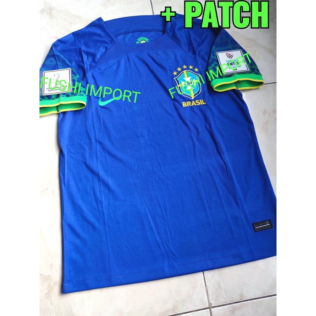 Jersey Baju Bola Brasil Away Full Patch World Cup Piala Dunia 2022 Grade Ori