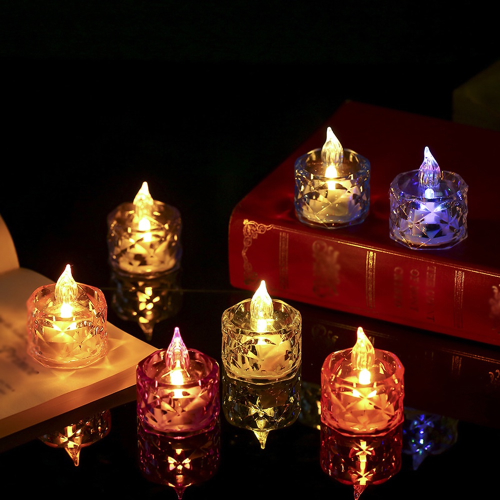 [Grosir] Romantis Flameless Kedap Kedip Tanpa Asap Dekorasi Teh Lampu Bening LED Lilin Hangat