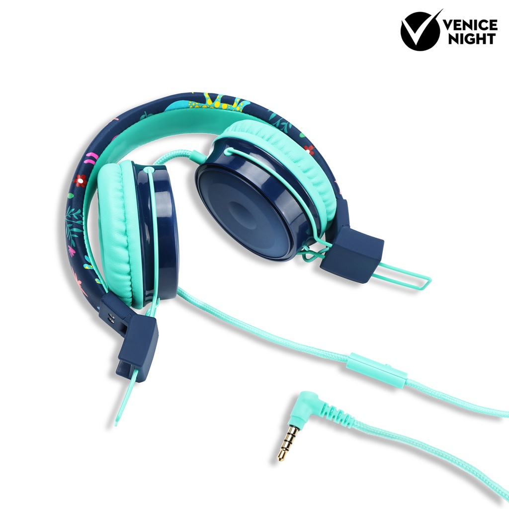 (VNEP) (Berkabel) Headphone Adjustable Lipat ABS Over Ear Headset untuk Anak Anak