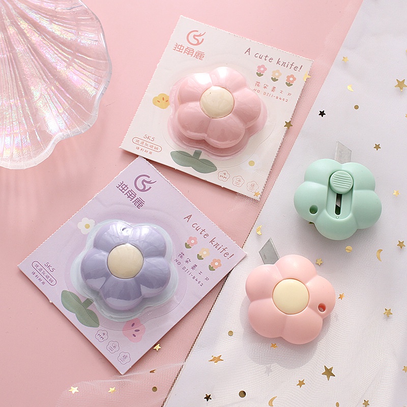 Cutter Mini Flower Pastel Untuk Unboxing Silet Kecil Import