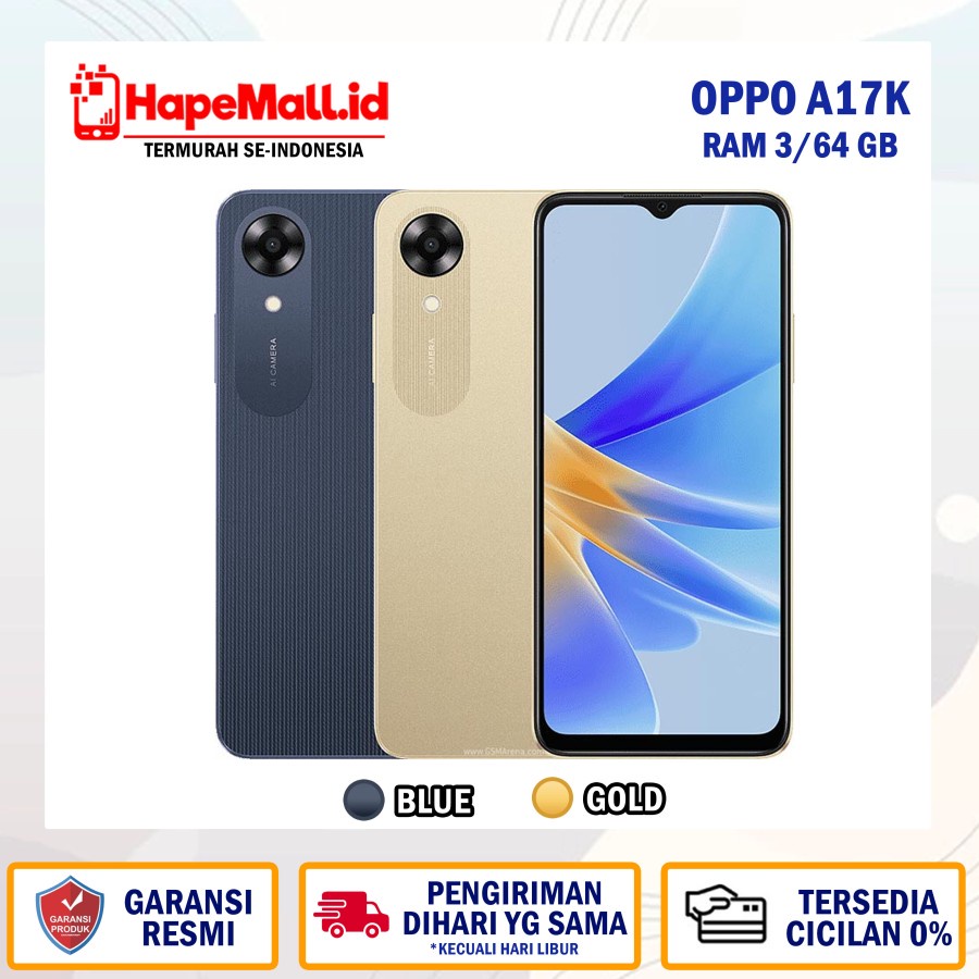 OPPO A17K RAM 3/64 GB GARANSI RESMI TERMURAH