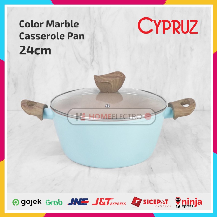 Cypruz PI-0837 Panci Color Marble Casserole + Tutup 24cm