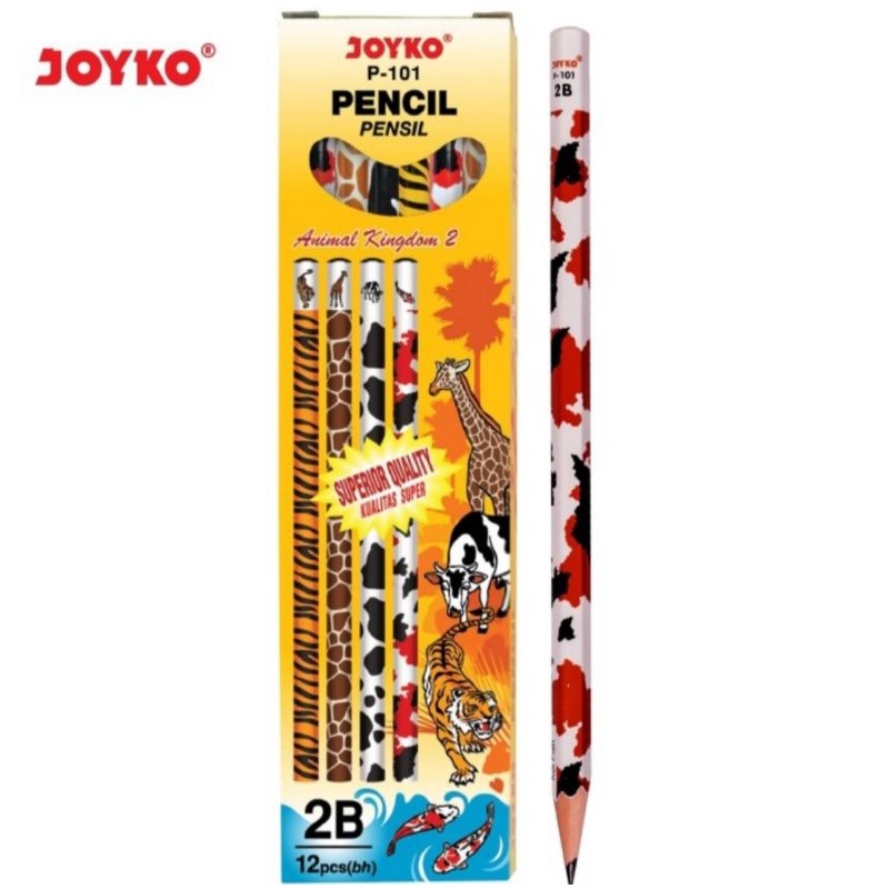 

Pensil Joyko P-101 Pencil 2B Animal Kingdom 2 1 Pack isi 12 Pcs Kualitas Super