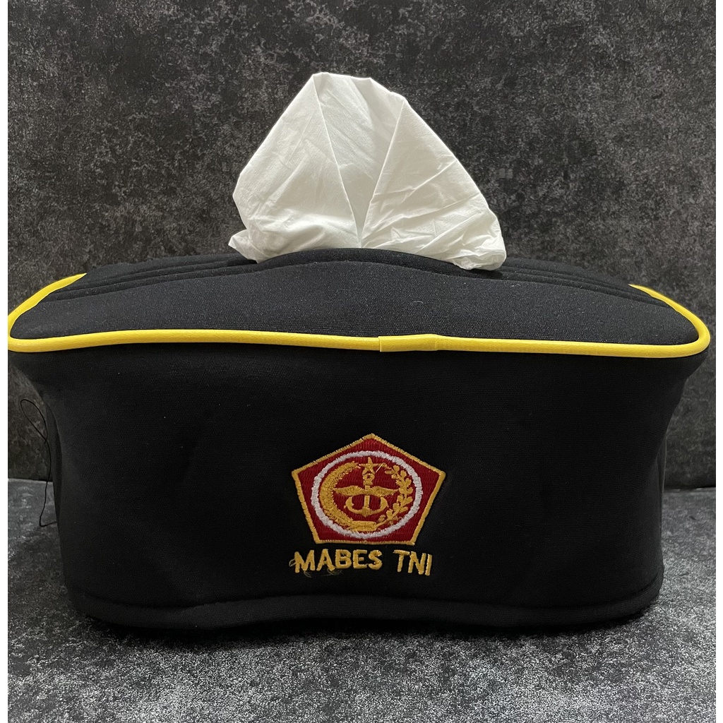 Kotak Tissue Mabes TNI (Hitam) - Tempat Tissue Mobil - Tissue Box TNI