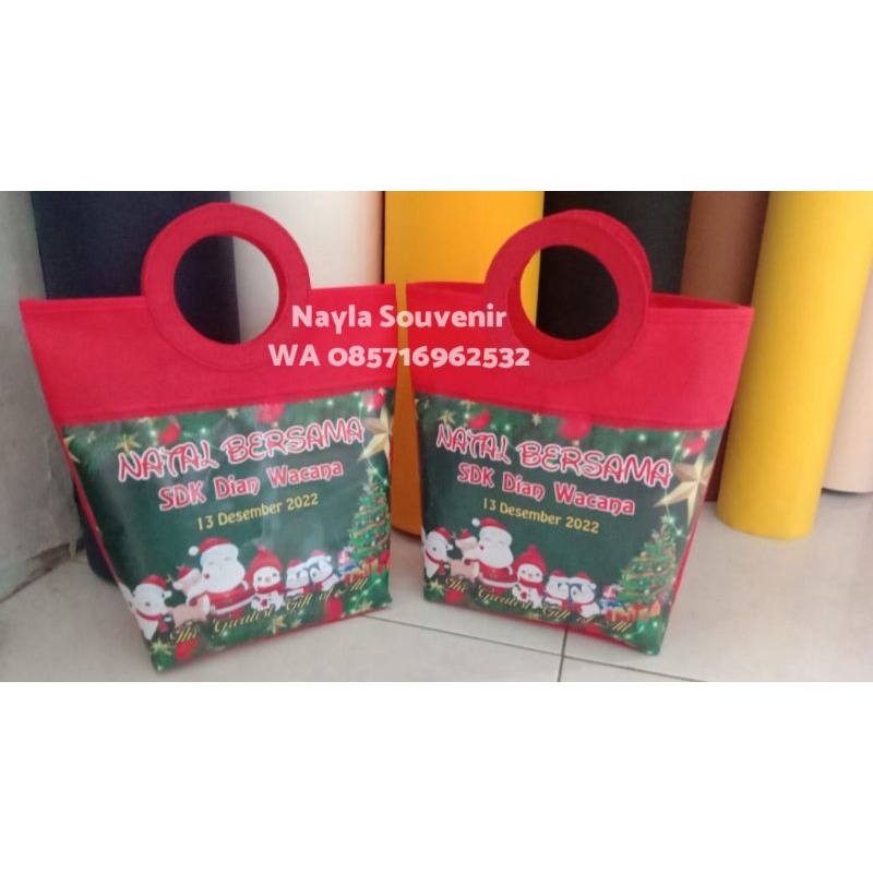 

tas souvenir natal model pegangan bulat custom