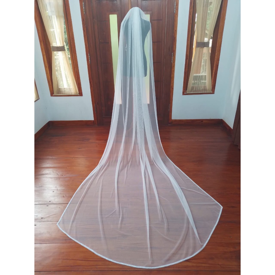 veil pengantin non hijab warna putih bersih