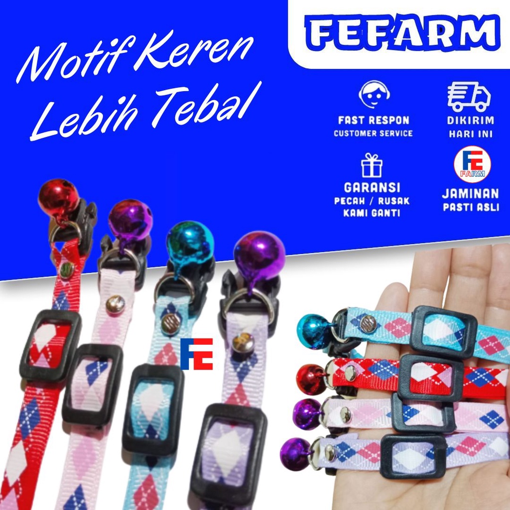 Kalung Kucing Dan Anjing Motif Wajik 1 Lonceng FEFARM