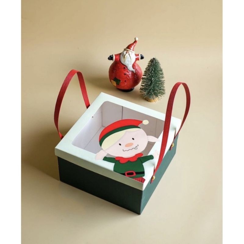 

Box Christmas JOYEUX/ Kotak Kue Natal RUSA / Kotak Cake Natal Tali