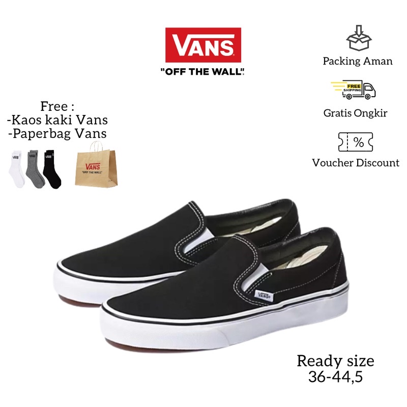 Vans Slip On Black White Original