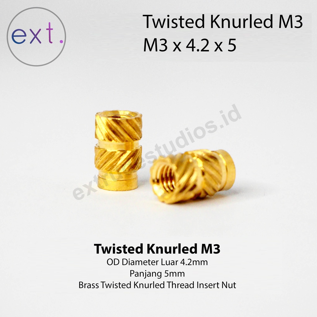 Twisted Knurled Nut Brass M3 Thread Insert Mur M3 x D4,2 x L5
