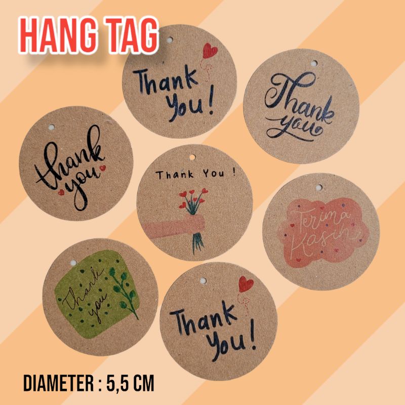 

(10 pcs) Hang Tag Bulat Thank You Terima Kasih Jazakallah Diameter 5,5cm Eco Kraft