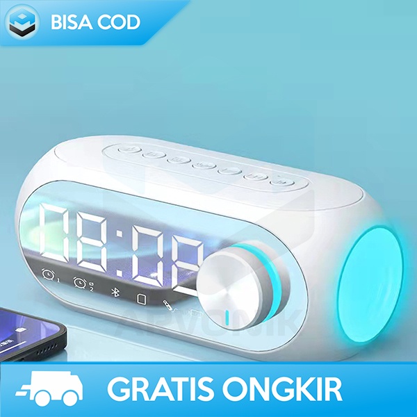 DIGITAL ALARM SPEAKER BLUETOOTH V5.1 LED COLORFULL MIRROR SCREEN CLEAR