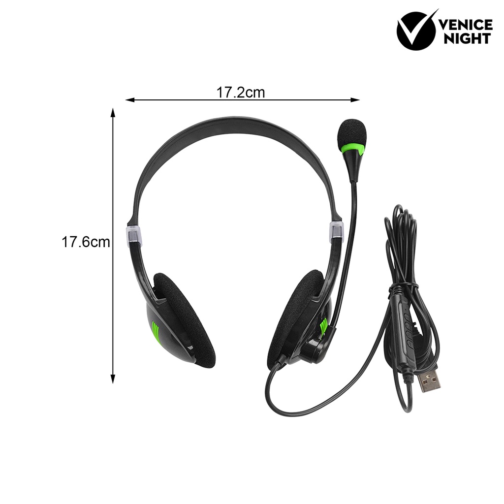 (VNEP) (Berkabel) Kompatibilitas Lebar Headphone 440 Nyaman Memakai Headset Gaming Stereo Pengurang Kebisingan ABS USB untuk Komputer