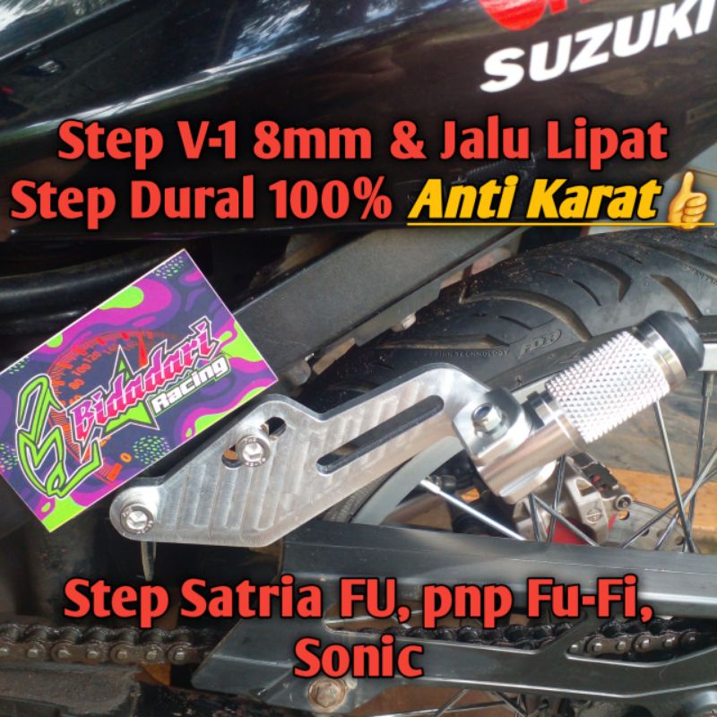Step Boncengan Satria FU Versi-1 8mm & Jalu Lipat Dural Custom pnp Fu-Fi, Sonic. Step Boncengers Sat