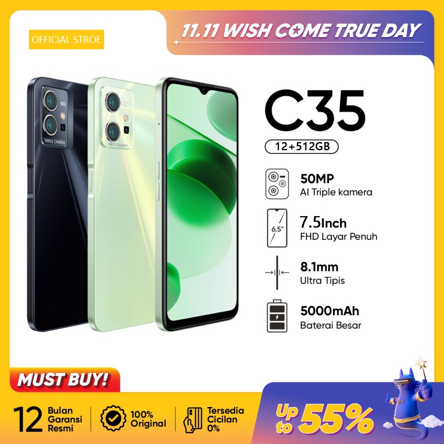 【Baru Asli HP】C35 5G 7,5 inci HD Kamera Ponsel Android RAM 12GB + ROM 512GB Siswa Belajar Ponsel dual card dual standby gaming phone hp murah Smartphone Android Ponsel baru original Handphone murah promo cuci gudang hp murah