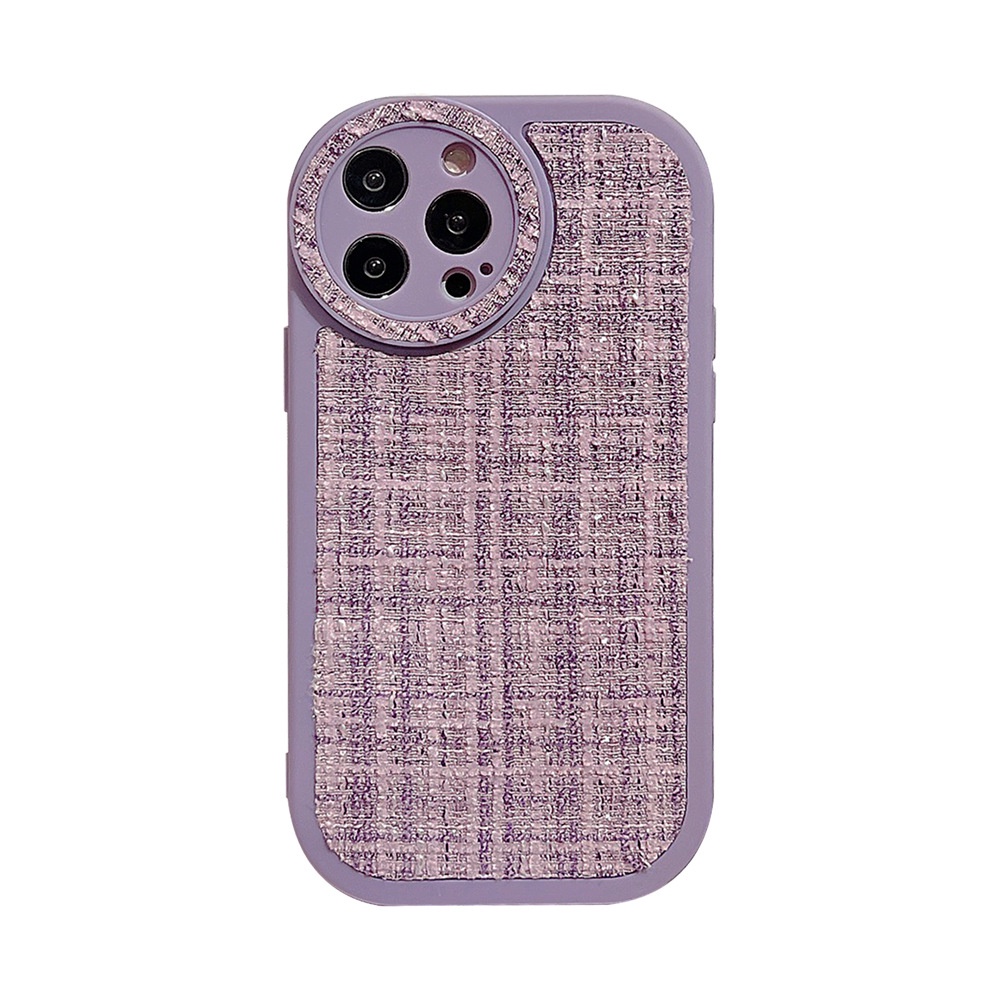 IPHONE Ins Simple Pink Ungu Kain Flanel Silikon Case Untuk Iphone14 11 12 13 PRO MAX Casing Cover Pelindung AT0203